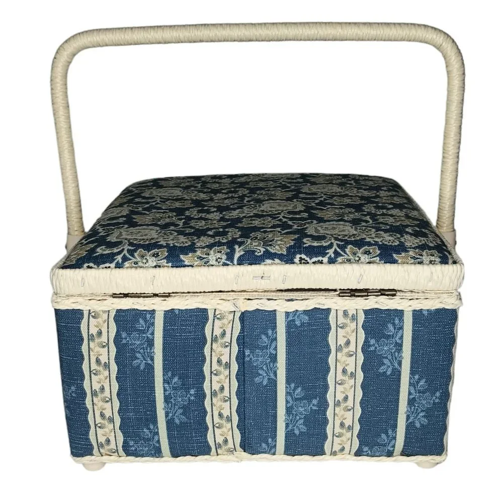 Vintage Sewing Basket Floral Square with Handle NWT 2006 St Jane